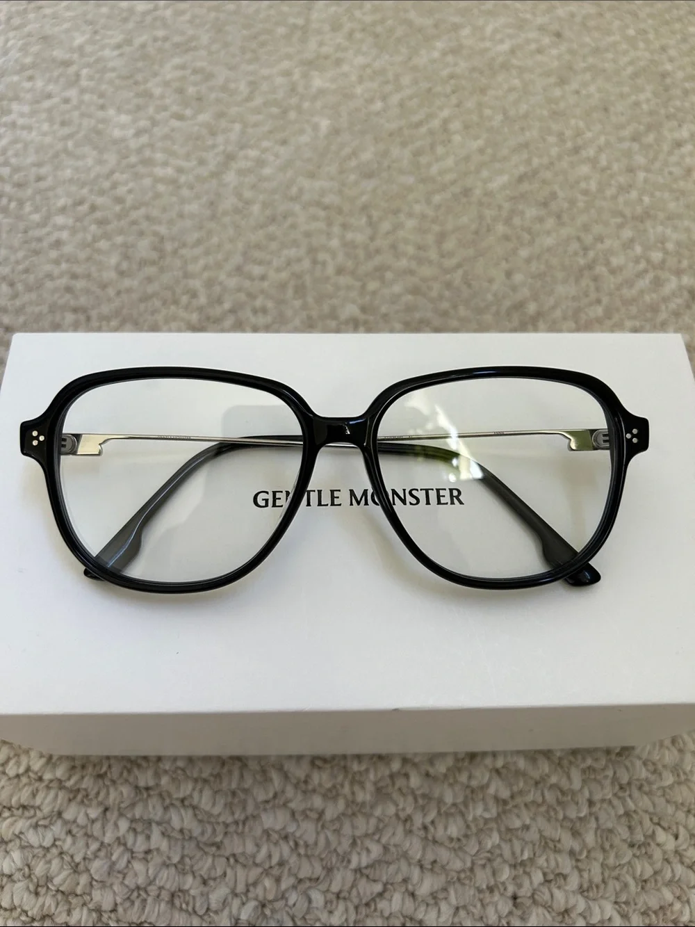 GENTLE MONSTER Anna 01 Black Clear-Lens Rounded Square Glasses